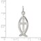 Sterling Silver Ichthus Fish & Cross Charm Jewerly 27mm x 11mm
